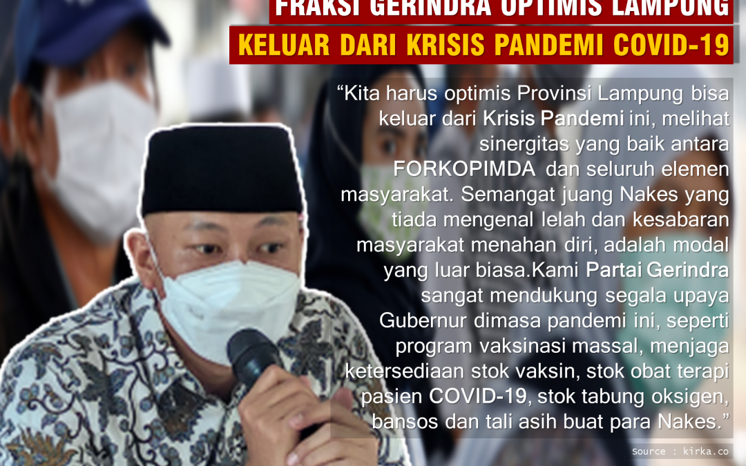 RMD Optimis Lampung Keluar dari Krisis Pandemi Covid-19