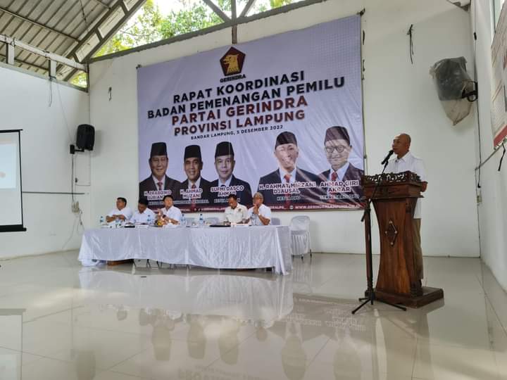 Target Menang Pileg dan Prabowo Presiden 2024 DPD Gerindra Lampung Gelar Rakor Bappilu